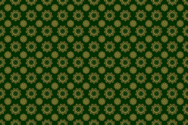 Luxury ornament for wallpaper, invitation, wrapping. Royal golden seamless pattern on a green background.