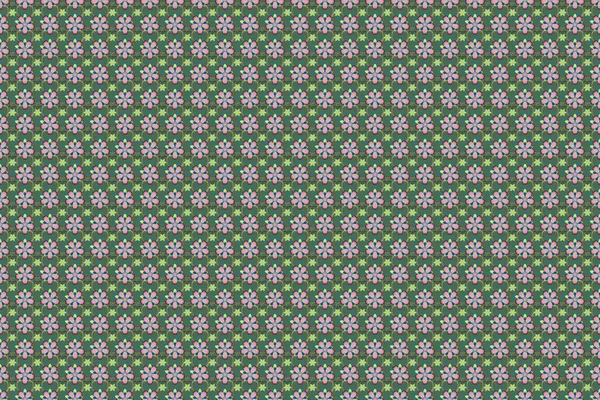 Бесшовный Цветочный Узор Стилизованными Цветами Розового Зеленого Синего Цветов Растровая — стоковое фото
