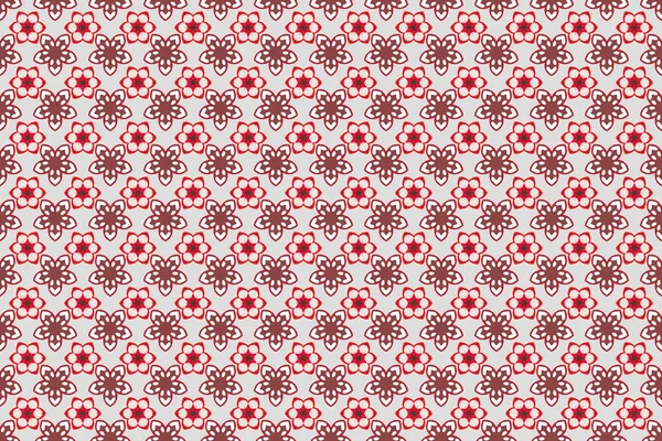 Silk Scarf Blooming Flowers Red Brown Gray Colors Retro Textile — Stock Photo, Image