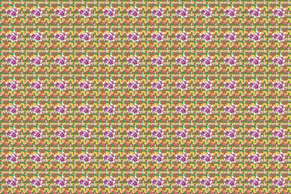 Naadloos Bloemenpatroon Met Gestileerde Bloemen Blauwe Groene Kleuren Rasterillustratie — Stockfoto