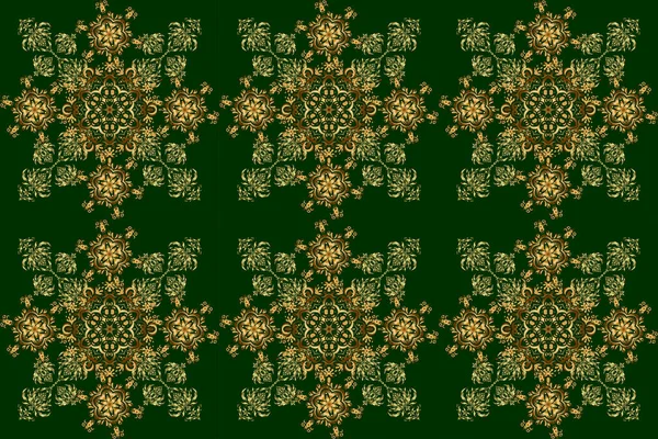 Motley Doodles Green Background Ikat Damask Seamless Pattern Background Tile — Stock Photo, Image