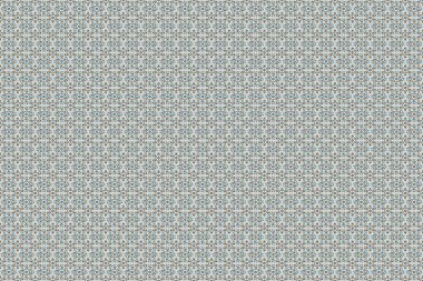 Raster illüstrasyonu. Dekor ve tekstil için kusursuz desen. Mavili, gri ve yeşil renkli güzel çiçekler. Çiçek açan bitki tomurcuktan çiçeğe evrilir..