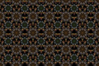 Raster illüstrasyonu. Tasarım, tekstil veya kumaş için kahverengi, kırmızı ve gri renklerde Raster dikişsiz çiçek deseni.