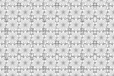 Enfes bir desen, çiçekli suluboya bir eskiz, klasik tarzda. Çiçeklerle suluboya kusursuz desen. Dekorasyon ve tasarım için güzel bir desen. Beyaz ve siyah renkli moda baskı.