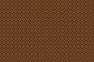 Eski bir çiçek süsü. Kahverengi zemin üzerinde altın elementler olan soyut klasik kusursuz desen.