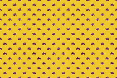 Küçük renkli çiçekler. Bahar çiçeği arkaplanı. Menekşe rengi, sarı ve mor amber çiçekleri. Moda baskıları için zarif bir şablon. Motley.