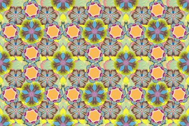 Raster geometrik düz desenli mavi, kahverengi ve sarı gradyanlı. Geometrik arkaplan. Tasarım, duvar kağıdı veya tekstil için kusursuz çizimler.