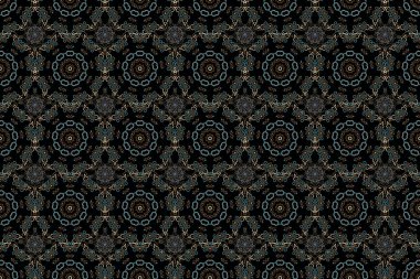 Tasarım, tekstil ya da kumaş için kahverengi ve gri renklerde Raster dikişsiz çiçek deseni. Raster illüstrasyonu.