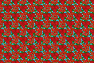 Parlak resim gül çiçeğinden esinlenmiştir. Kusursuz bir geçmişi var. Güzel suluboya gül çiçekleri ve yeşil yapraklar turuncu, kırmızı ve yeşil renklerde.