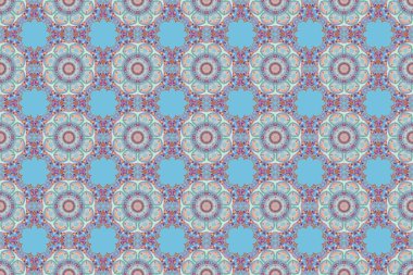 Dizayn, tekstil veya kumaş için mor, pembe ve turuncu renklerde raster pürüzsüz desen. Raster illüstrasyonu.