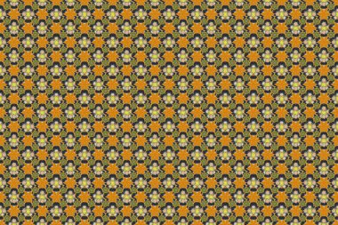 Bej, sarı ve gri renklerde kusursuz çiçek deseni.