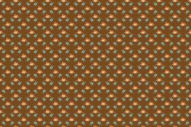 Kusursuz desenli Raster çizimi. Kusursuz tropikal çiçek, yeşil, gri ve kahverengi amber deseni.