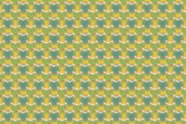 Küçük gül çiçeklerinde hoş, pürüzsüz bir desen. Küçük yeşil, sarı ve bej gül çiçekleri. Raster dikişsiz çiçek deseni.