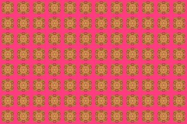 Etnik Mandala süsü. Kızılderili desenli şal desenli madalyon afişleri. Tekstil, tebrik kartı, boyama kitabı, telefon kılıfı baskısı için kullanılabilir. Pembe arka planda kına dövme stili.