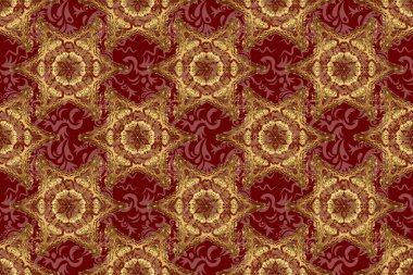 Kırmızı Arkaplanda Altın Elementler, İş Kartları, Davetiyeler ve Çerçeve Tasarımı. Retro altın pürüzsüz desen. Viktorya Stili Süsleme İçin Klasik Altın Parşömenler.