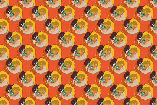 Abstrakte Eleganz Raster Nahtloses Muster Mit Mohnblumen Gelben Orangen Und — Stockfoto