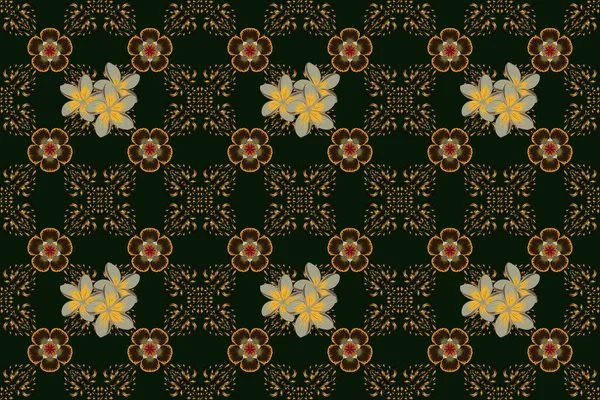 Květinový Vzor Jarní Papír Abstraktní Roztomilé Kytici Květin Černé Hnědé — Stock fotografie