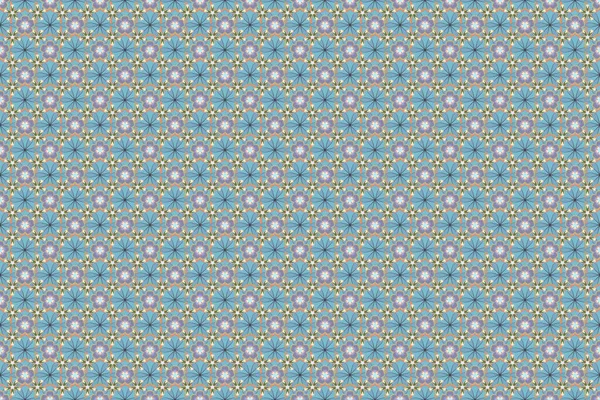 Eenvoudig Schattig Raster Naadloos Patroon Kleinschalige Bloemen Kleine Bloemen Blauwe — Stockfoto