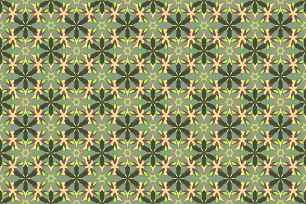 Nahtlos Niedliches Muster Kleiner Blüten Braunen Gelben Und Grünen Farben — Stockfoto
