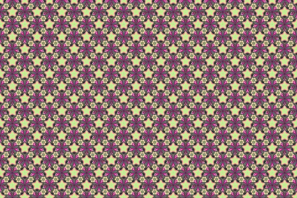 Raster Indian Floral Paisley Patten 可用于贺卡或名片 面料或纺织品 无缝隙的装饰品以绿色 紫色和灰色印刷 民族毛巾 — 图库照片