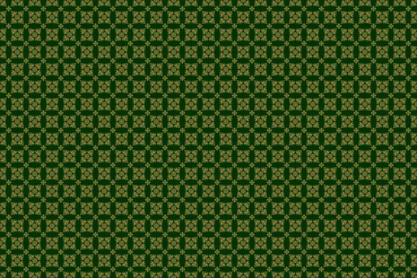 Vintage design with gold ornaments. Abstract raster seamless pattern with golden ornaments on a green backdrop.