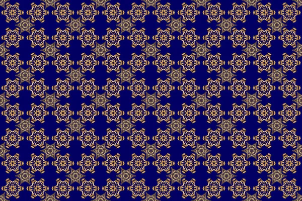 Абстрактні Золоті Елементи Синьому Фоні Растровий Блискучий Металевий Поверхня Безшовний — стокове фото