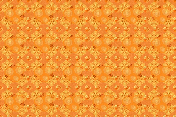 米黄色和橙色的时髦无缝花色印花 — 图库照片