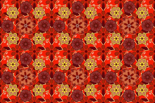 Adorno Floral Sin Costuras Patrón Oriente Coloreado Colores Rojo Naranja — Foto de Stock