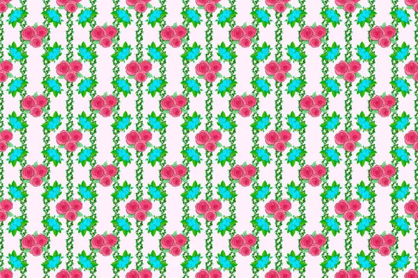 Beautiful pattern for decoration and design. Vintage style trendy print. Watercolor seamless pattern with roses and green leaves on a beige background. Exquisite pattern of rose flowers and leaves.