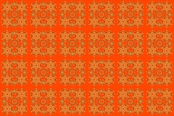 Elegant Raster Classic Seamless Pattern Seamless Abstract Ornament Orange Background — Stock Photo, Image