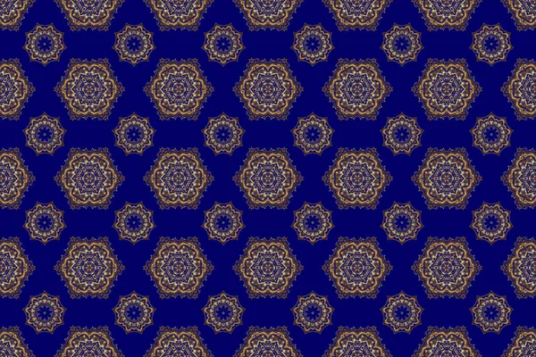 Vintage Floral Raster Ornament Abstract Classic Seamless Pattern Golden Elements — Stock Photo, Image