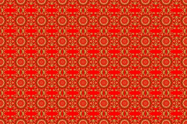 Abstract Golden Elements Red Background Raster Shiny Metal Surface Seamless — Stock Photo, Image