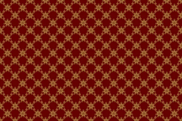 ラスターイラスト 幾何学的な繰り返しシームレスなパターンと六角形の形が赤の背景に金のグラデーションで — ストック写真