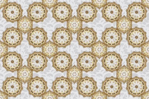 Grijs Gouden Naadloos Patroon Geometrische Herhalende Raster Ornament Met Gouden — Stockfoto