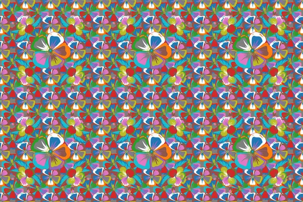 Современный Космос Цветочный Узор Королевскими Цветами Бесшовный Цветочный Орнамент Цветной — стоковое фото