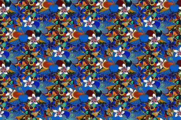 Fondo Floral Patrón Sin Costuras Colores Marrón Gris Azul Con — Foto de Stock