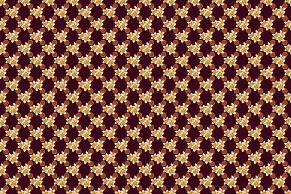 Printing with small flowers. Cute seamless pattern for fashion prints. Ditsy style. Vintage raster floral background in red, yellow and brown colors.