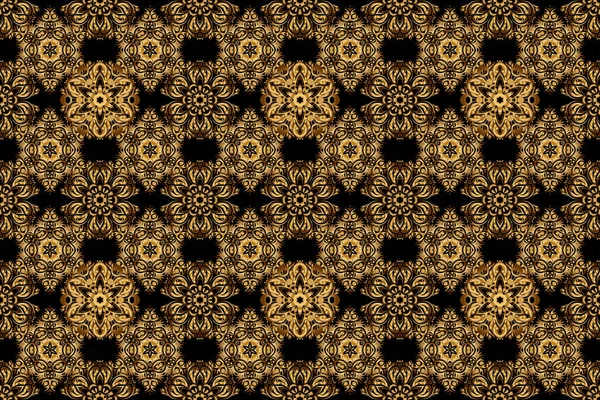 Raster shiny backdrop. Texture of gold foil. Abstract gold geometric modern design on a black background. Art deco style. Gold circles seamless pattern.