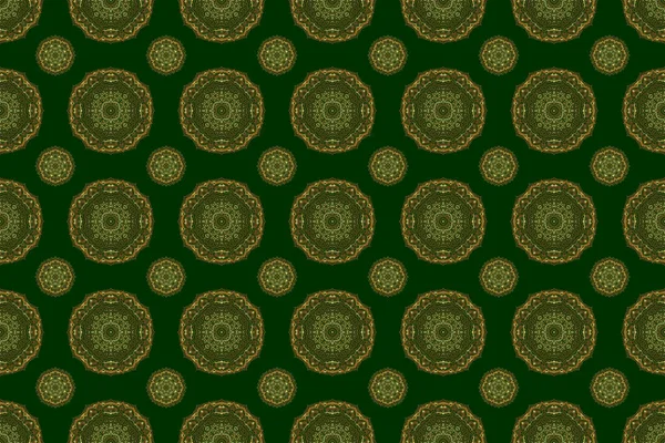 Gouden Patroon Groene Achtergrond Luxe Goud Naadloos Patroon Met Abstracte — Stockfoto