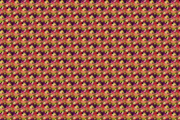 Raszter Zökkenőmentes Színes Virágminta Raszter Illusztráció Kézzel Rajzolt Virágos Textúra — Stock Fotó