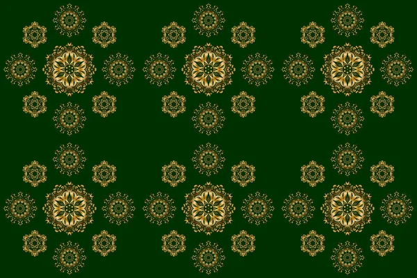 Geometrik Yinelenen Kusursuz Desen Yeşil Arkaplan Üzerinde Altıgen Şekilli Altın — Stok fotoğraf