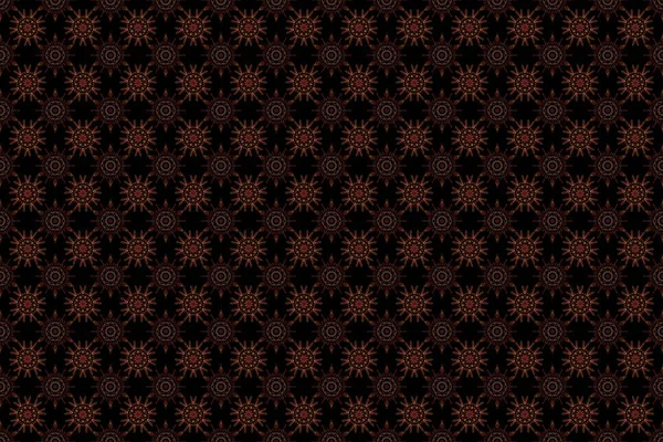 Damask pattern in baroque style. Baroque damask vintage brown and red raster seamless pattern background. Wallpaper with antique medieval baroque abstract snowflakes ornament.