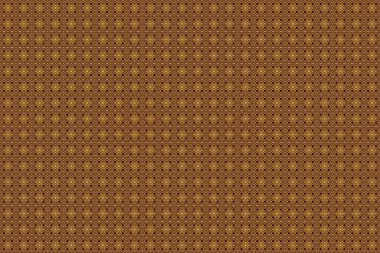 Basit, pürüzsüz bir desen. Kahverengi arka planda altın yıldızlar. Eski bir süs. Raster illüstrasyonu.