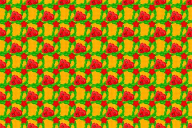 Soyut zarafet, pürüzsüz desen, sarı arka planda gelincik çiçekleri..