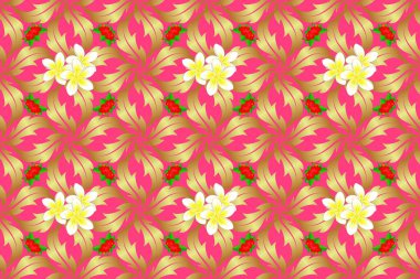 Pembe bir arka planda kusursuz el yapımı raster plumeria çiçeği deseni..