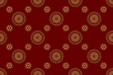 Zarif Mutlu Noeller ya da kırmızı arka planda altın süslemesi olan kusursuz 2018 yılı. Raster illüstrasyonu.