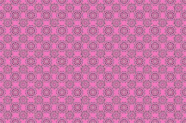 Raster marka bir süs. Doğulu tarzı. Kumaş, duvar kağıdı, arkaplan, davetiye, ambalaj ve kitap kapakları için tasarım. El çizimi çizimi. Damask pürüzsüz deseni yeşil ve pembe renklerde.