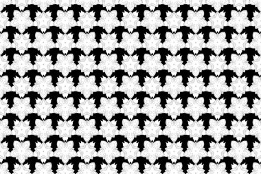 Duvar kağıtları, davetiyeler, ambalajlar için lüks süsler. Siyah arkaplanda beyaz, kusursuz bir desen var. Raster illüstrasyonu.