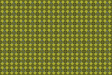 Gri, sarı ve yeşil renkli güzel ve soyut gül çiçekleri. Raster suluboya kusursuz desen.