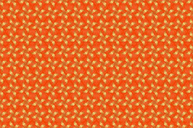 Turuncu arka planda altın ızgara. Altın elementli, pürüzsüz bir desen.